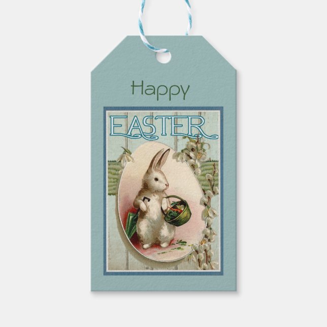 Vintager Retro-Bunny-Ostern Geschenkanhänger (Vorderseite)