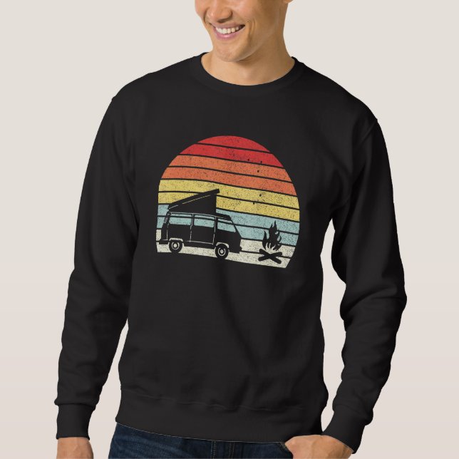 Vintager Retro Camper Van Bus Vanlife Campfire Sweatshirt (Vorderseite)
