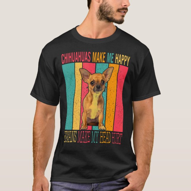 Vintager Retro Chihuahuas macht glückliche Mensche T-Shirt (Vorderseite)