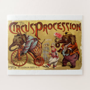 Vintager Retro-Circus-Poster-Clown-Elefant Puzzle