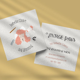 Vintager Retro-Dog-Grooming mit strukturierter Vis Quadratische Visitenkarte