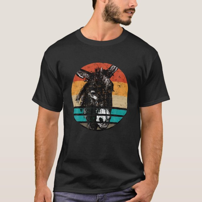 Vintager Retro-Donkey-Motif-Bauer T-Shirt (Vorderseite)