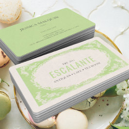 Vintager Retro Eleganter, grün geblümter Rahmen Visitenkarte