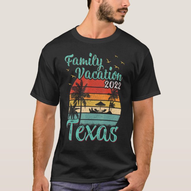 Vintager Retro Familienurlaub 2022 Texas Beach T-Shirt (Vorderseite)