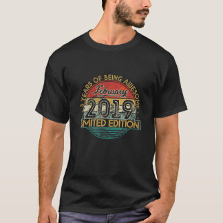 Vintager Retro Februar 2019 3Rd Geburtstagsgeschen T-Shirt