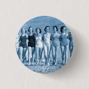 Vintager Retro Frauenkitsch-surfende Strand-Nüsse Button