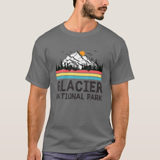 Vintager Retro Glacier Nationalpark Montana T-Shirt (Vorderseite)