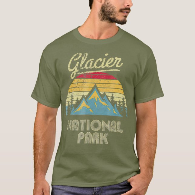 Vintager Retro Glacier Nationalpark T-Shirt (Vorderseite)