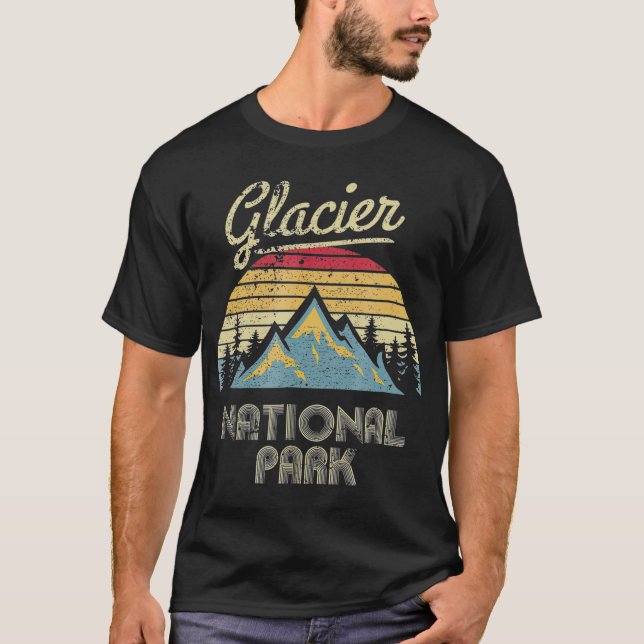 Vintager Retro Glacier Nationalpark T-Shirt (Vorderseite)