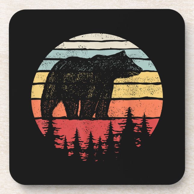 Vintager Retro-Grizzlybär Getränkeuntersetzer (Vorderseite)