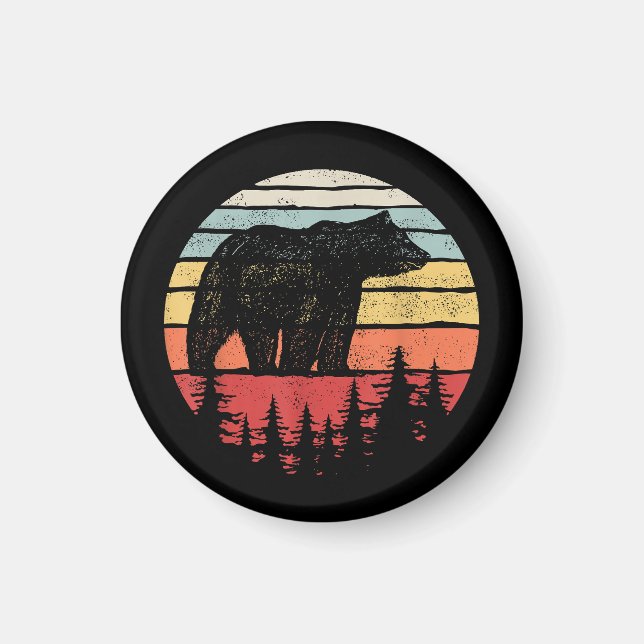Vintager Retro-Grizzlybär Magnet (Vorne)