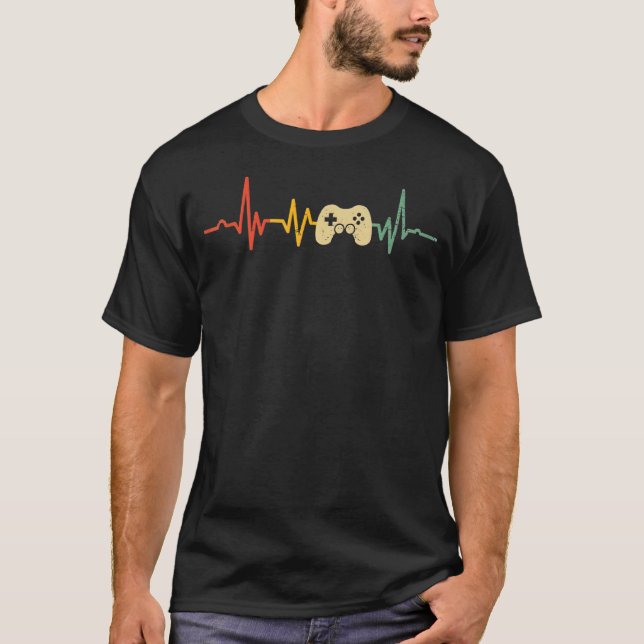 Vintager Retro-Heartbeat-Gamecontroller T-Shirt (Vorderseite)