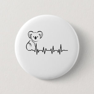 Vintager Retro Heartbeat Koala Animals Geschenk Button