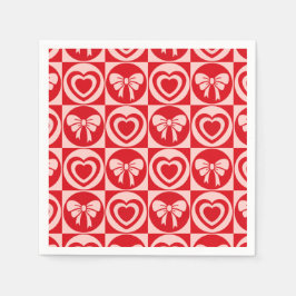 Vintager Retro-Herz und Bows-Valentinstag Serviette