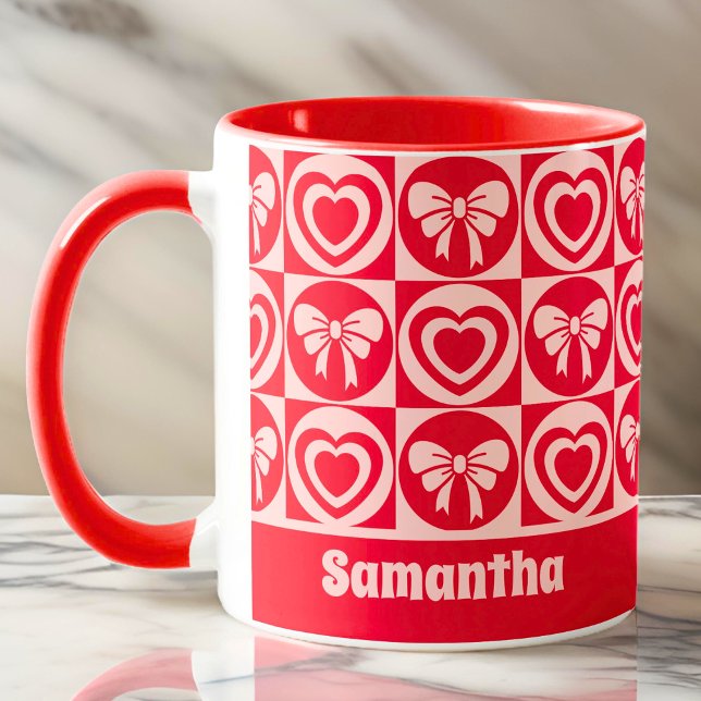 Vintager Retro-Herz und Bows-Valentinstag Tasse (Von Creator hochgeladen)