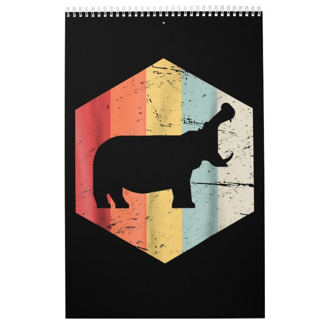 Vintager Retro Hippo Hippopotamus Liebesgeschenk Kalender (Titelbild)
