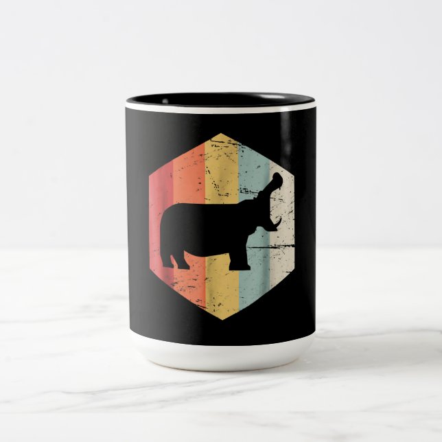 Vintager Retro Hippo Hippopotamus Liebesgeschenk Zweifarbige Tasse (Mittel)