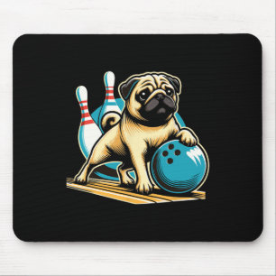 Vintager Retro Hund Mops Bowling spielen Mousepad