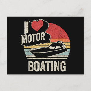 Vintager Retro I Liebe Motorboot Funny Boater Feiertagspostkarte