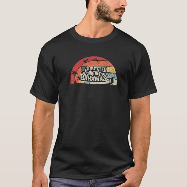 Vintager Retro in den Bahamas Tropical T-Shirt (Vorderseite)