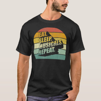 Vintager Retro isst Sleep Musicals Wiederholung vo T-Shirt