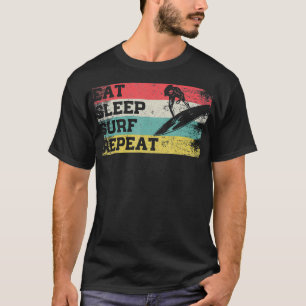 Vintager Retro isst Sleep Surf Wiederholung Surfsu T-Shirt