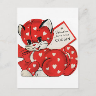 Vintager retro Katze Cousin addieren Feiertagspostkarte