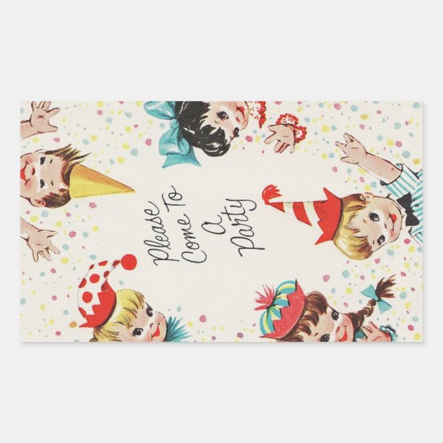 Vintager Retro-Kindergeburtstag Rechteckiger Aufkleber (Vorderseite)