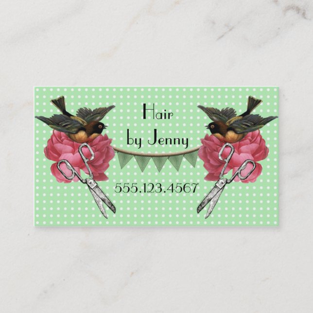 Vintager Retro-Kosmetologe Haarstylist-Rose Visitenkarte (Vorderseite)