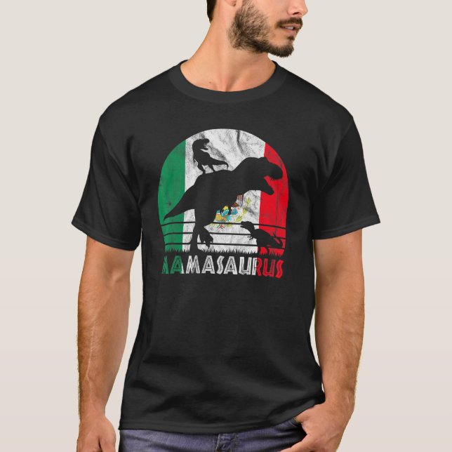 Vintager Retro Mamasaurus Sonnenuntergang für mexi T-Shirt (Vorderseite)