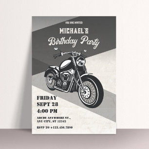 Vintager Retro-Motorrad-Geburtstag Einladung