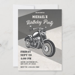 Vintager Retro-Motorrad-Geburtstag Einladung