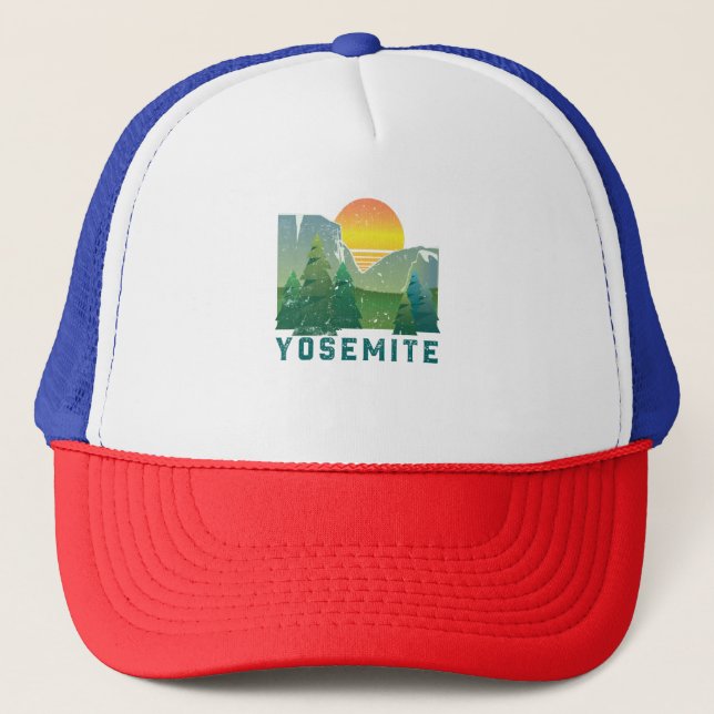 Vintager Retro Nationalpark Yosemite Truckerkappe (Vorderseite)