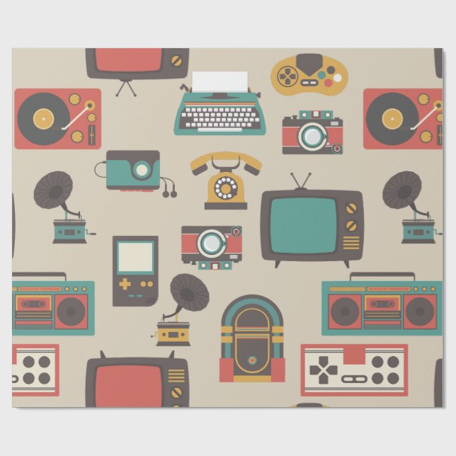 Vintager Retro-Nostalgie-Jukebox-Phonograph Geschenkpapier (Flach)