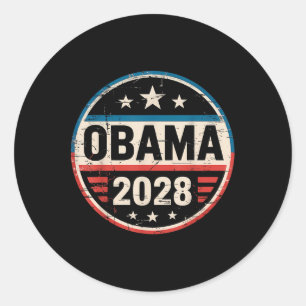 Vintager Retro Obama für Präsident 2028 T-Shirt Runder Aufkleber