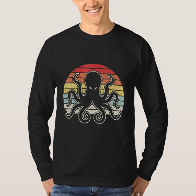 Vintager Retro Octopus Kraken T-Shirt (Vorderseite)