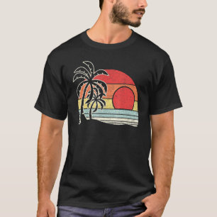 Vintager Retro Palm Tree Sonnenuntergang Tropical T-Shirt