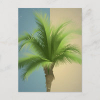 Vintager Retro Palm Tree Türkis Blaue Creme Sepia