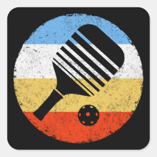 Vintager Retro-Pickleball Quadratischer Aufkleber