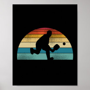 Vintager Retro Pickleball Sunset Poster