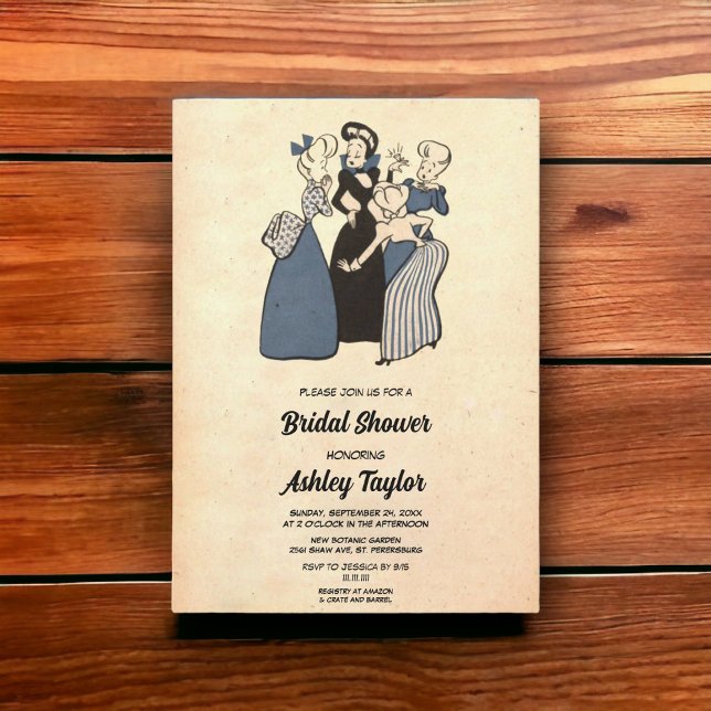 Vintager Retro Pop Stilvolles Brautparty Einladung (Von Creator hochgeladen)