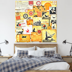 Vintager Retro Postkartenmix Leinwanddruck