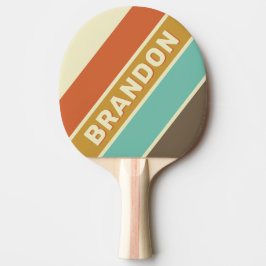 Vintager Retro-Regenbogen fett Streifen mit Namen Tischtennis Schläger