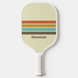 Vintager Retro-Regenbogen über Streifen mit Namen Pickleball Schläger