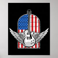 Vintager Retro Rock American Flag Gitarrist