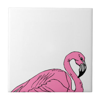 Vintager Retro rosa Flamingo-Vogel auf weißer Fliese