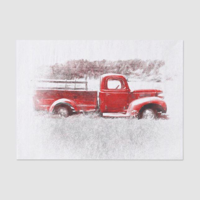 Vintager Retro-Rustikaler Truck Seidenpapier (Vorderseite)