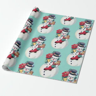 Vintager Retro-Schneemann Geschenkpapier