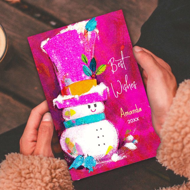 Vintager Retro-Schneemann Rosa Weihnachten (Von Creator hochgeladen)