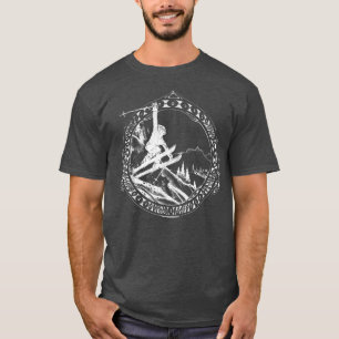 Vintager Retro-Schneeschuh-Skifahrer 765 mit Schne T-Shirt
